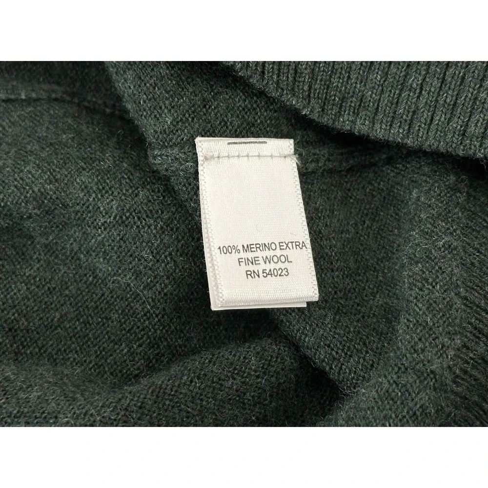 Banana Republic Sweater Mens XL Green Merino Wool Extra Fine V-Neck Pullover‎